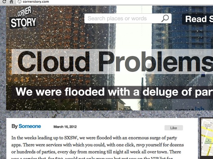 Página original de historia de Cornerstory con Cloud Problems